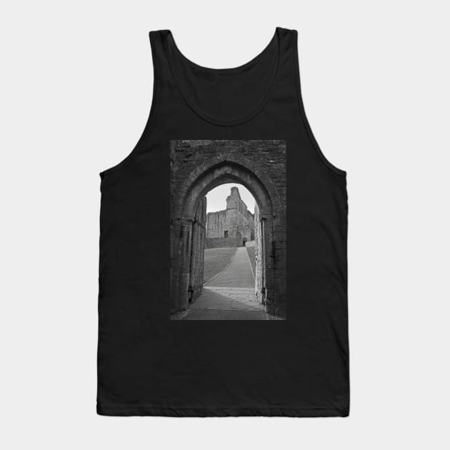 An ancient gateway in Chepstow castle offers views of the interior courtyard. Tank Top by Graz-Photos